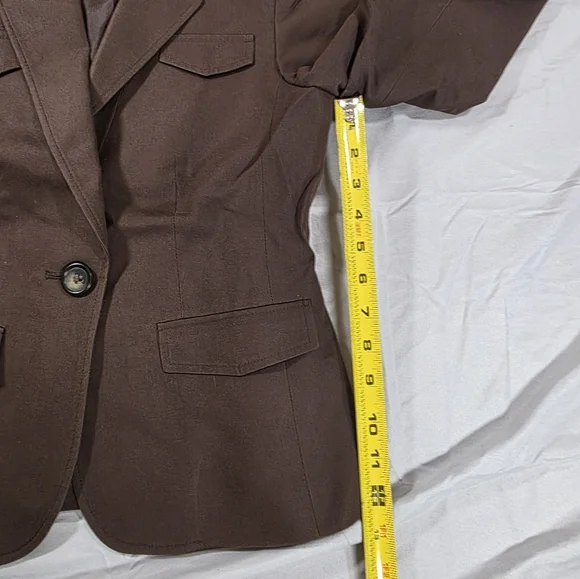 Kate Hill Brown Cotton Silk Blend Tailored Blazer - Picture 9 of 9